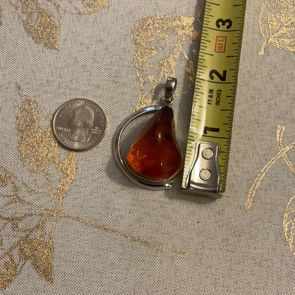 Amber Gemstone Slide/Pendant in Sterling Silver. - Picture 2 of 5